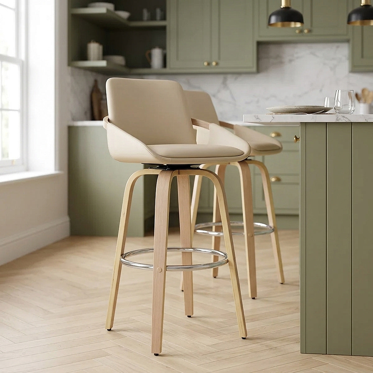 Tabouret de Bar Faux Cuir - Ohio Crème 