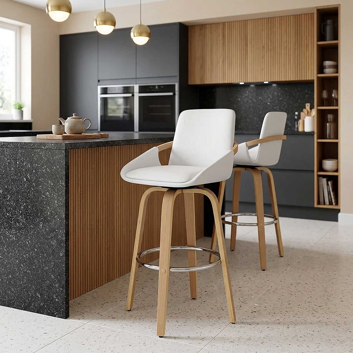 Tabouret de Bar Faux Cuir - Ohio Blanc 
