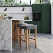 Tabouret de bar Chêne Tissu - Oliver Gris Foncé 