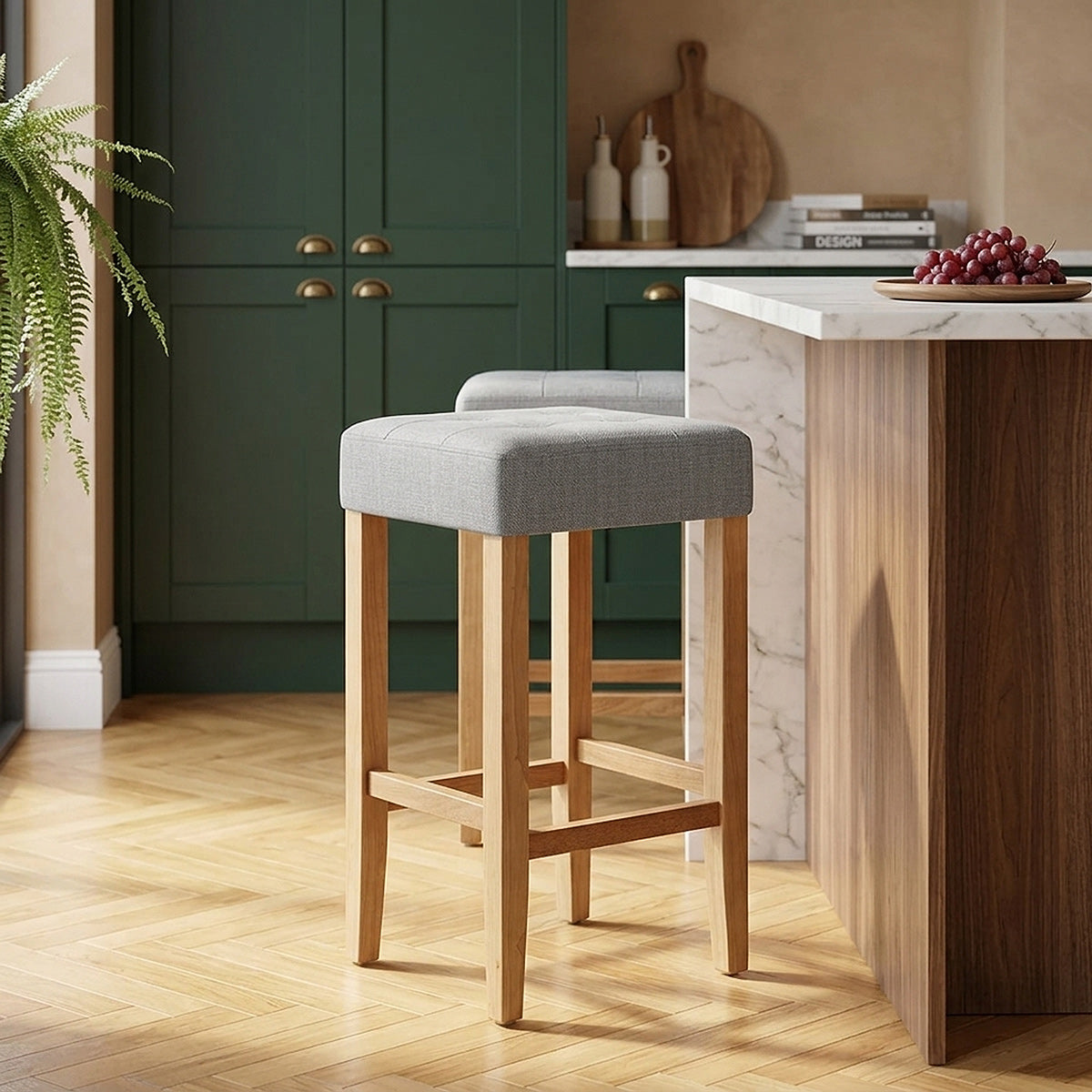 Tabouret de bar Chêne Tissu - Oliver Gris 