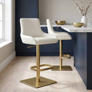 Tabouret de Bar Doré - Olivia Crème 