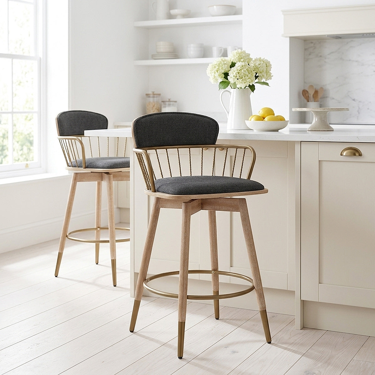 Tabouret Tissu Bois - Opera Noir 