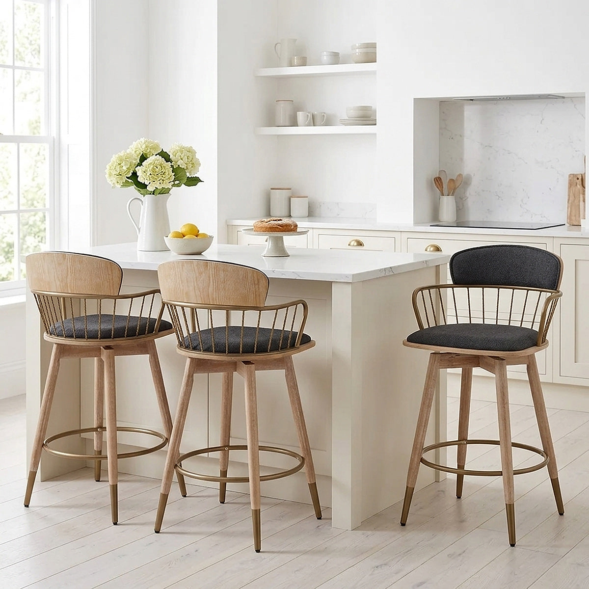 Tabouret Tissu Bois - Opera Noir 