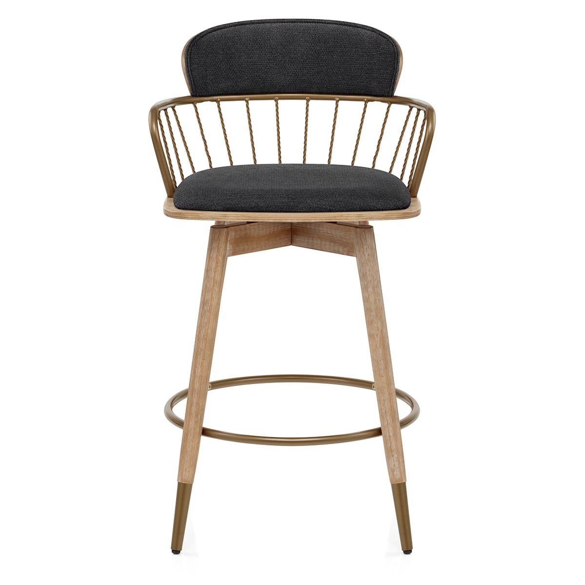 Opera Bar Stool Oak & Black Fabric