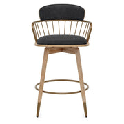 Opera Bar Stool Oak & Black Fabric