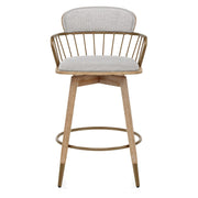 Opera Bar Stool Oak & Grey Fabric