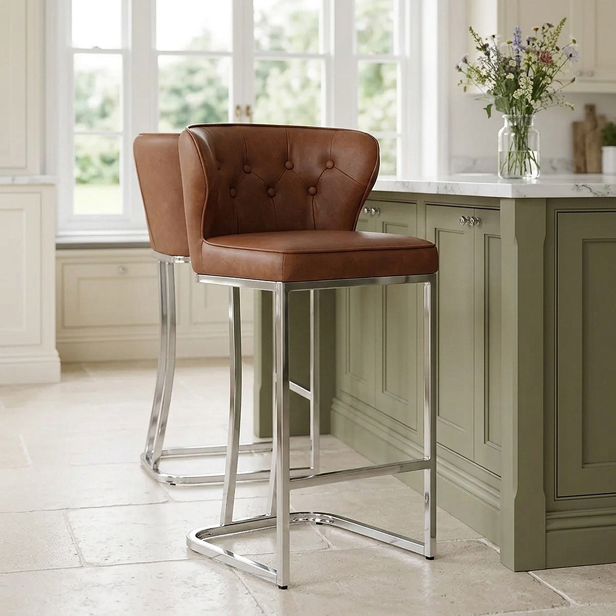 Tabouret de bar Faux Cuir - Oregon Marron 