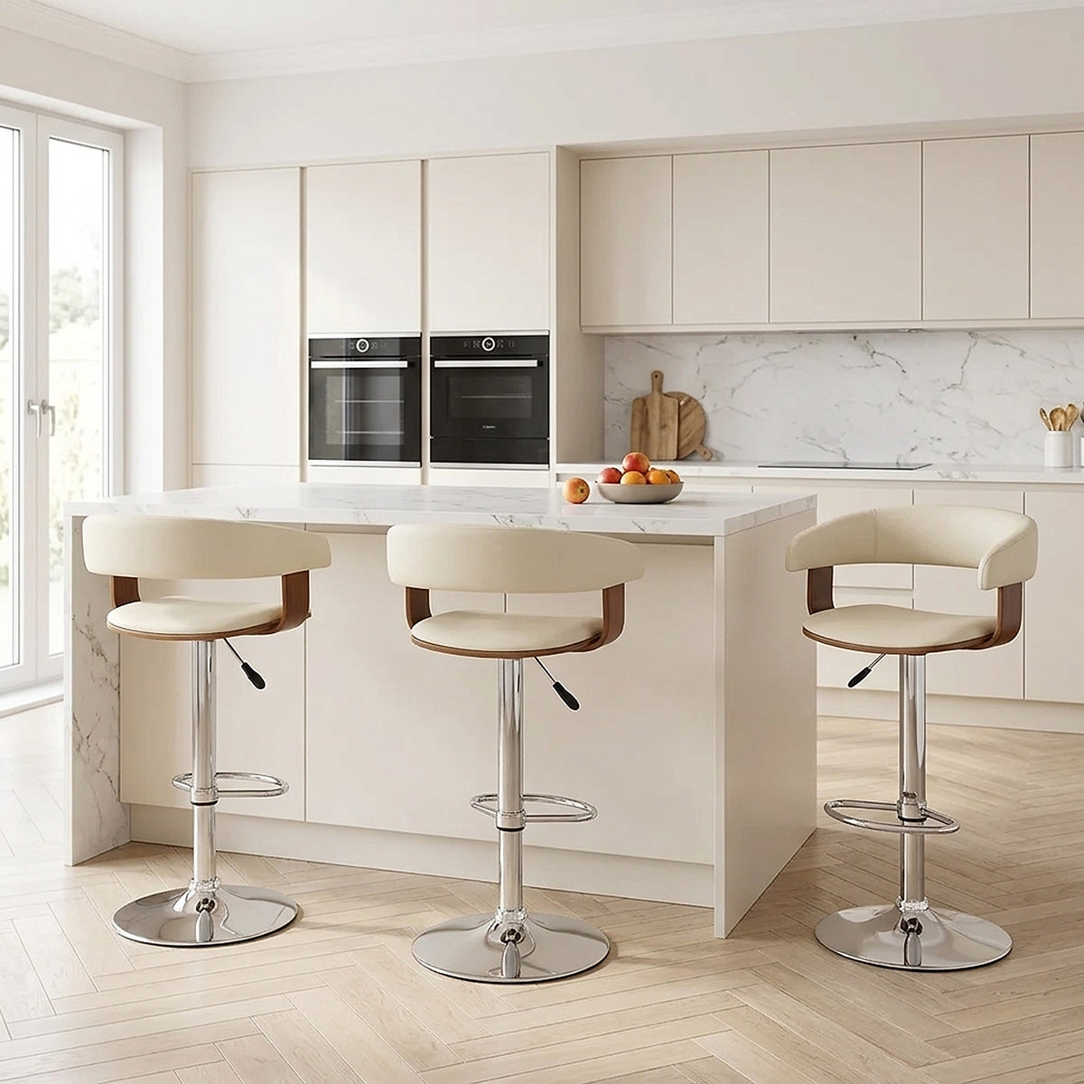 Chaise de Bar Bois Chrome - Orlando Crème 
