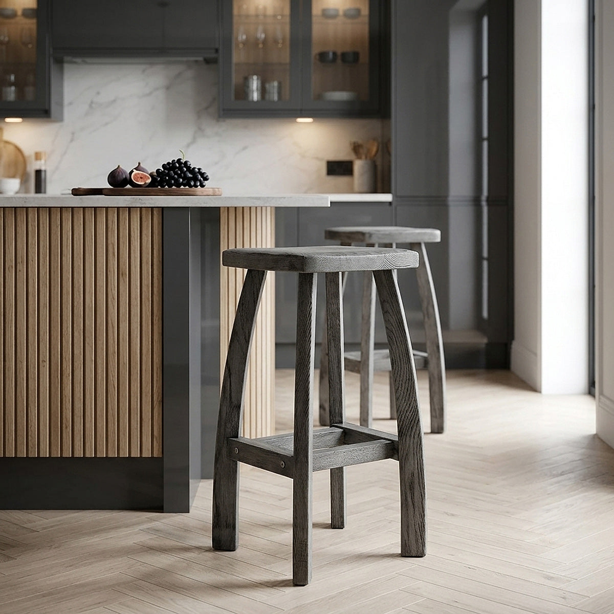 Tabouret de bar Bois Teinté - Oslo Gris 