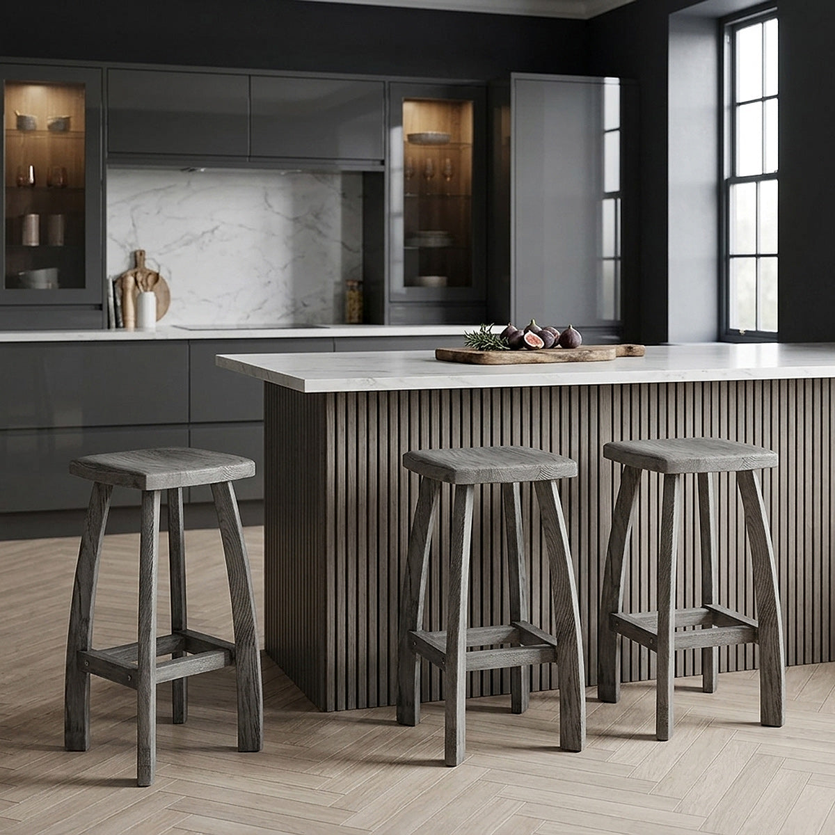 Tabouret de bar Bois Teinté - Oslo Gris 