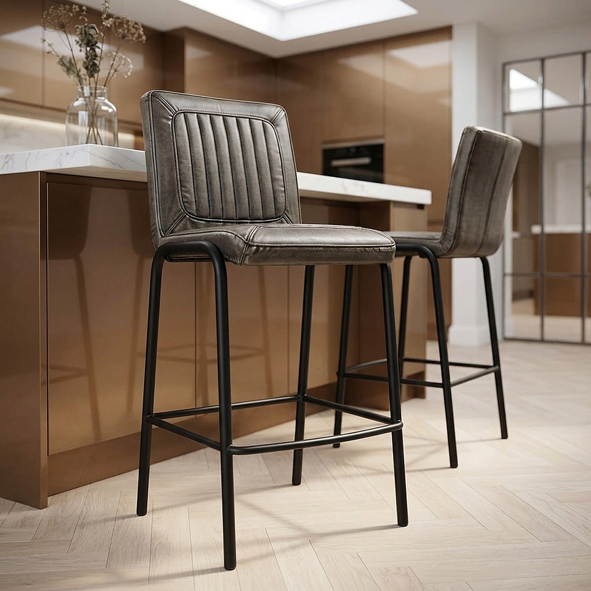 Tabouret de Bar Faux Cuir - Osprey Gris 
