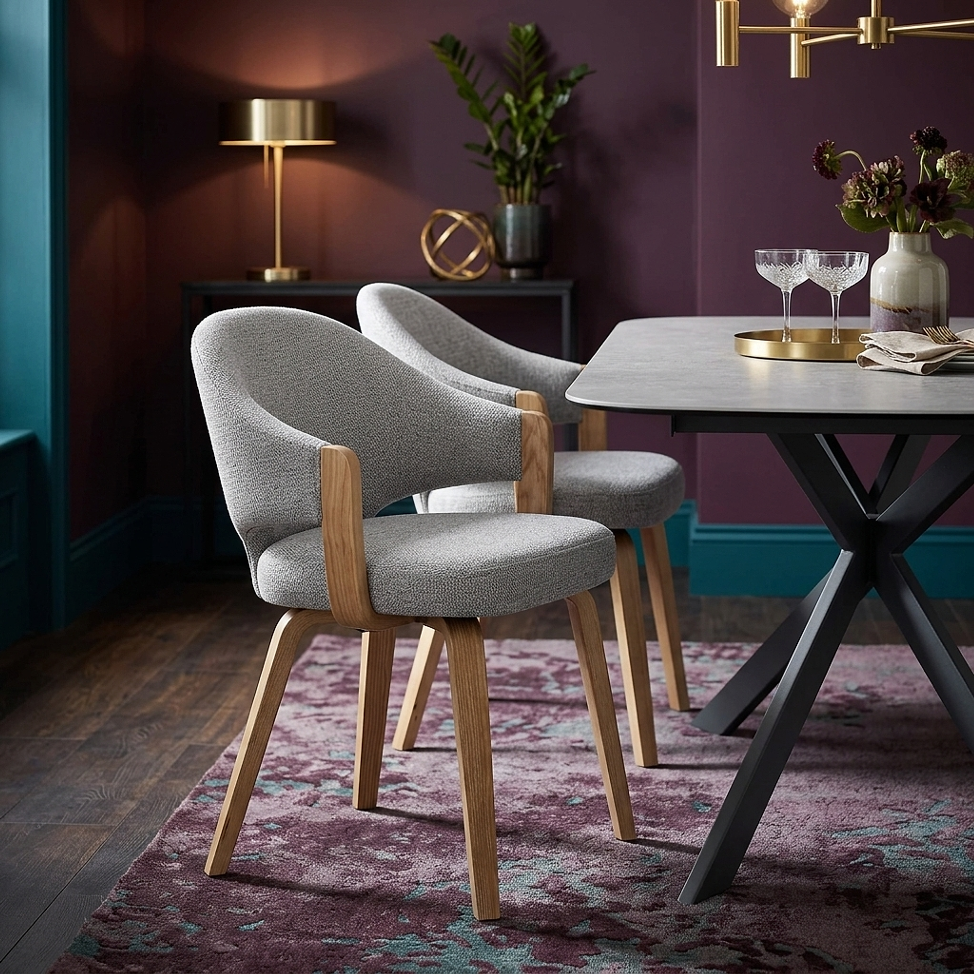 Chaise Bois Tissu - Otto Gris