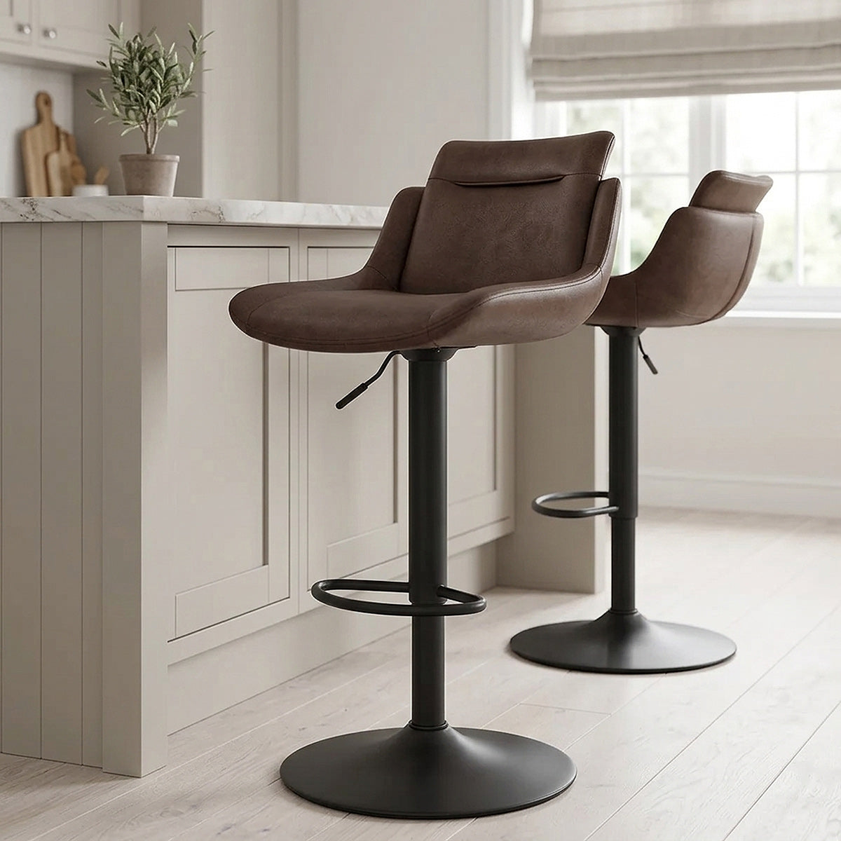 Tabouret de Bar Faux Cuir - Pablo Marron 