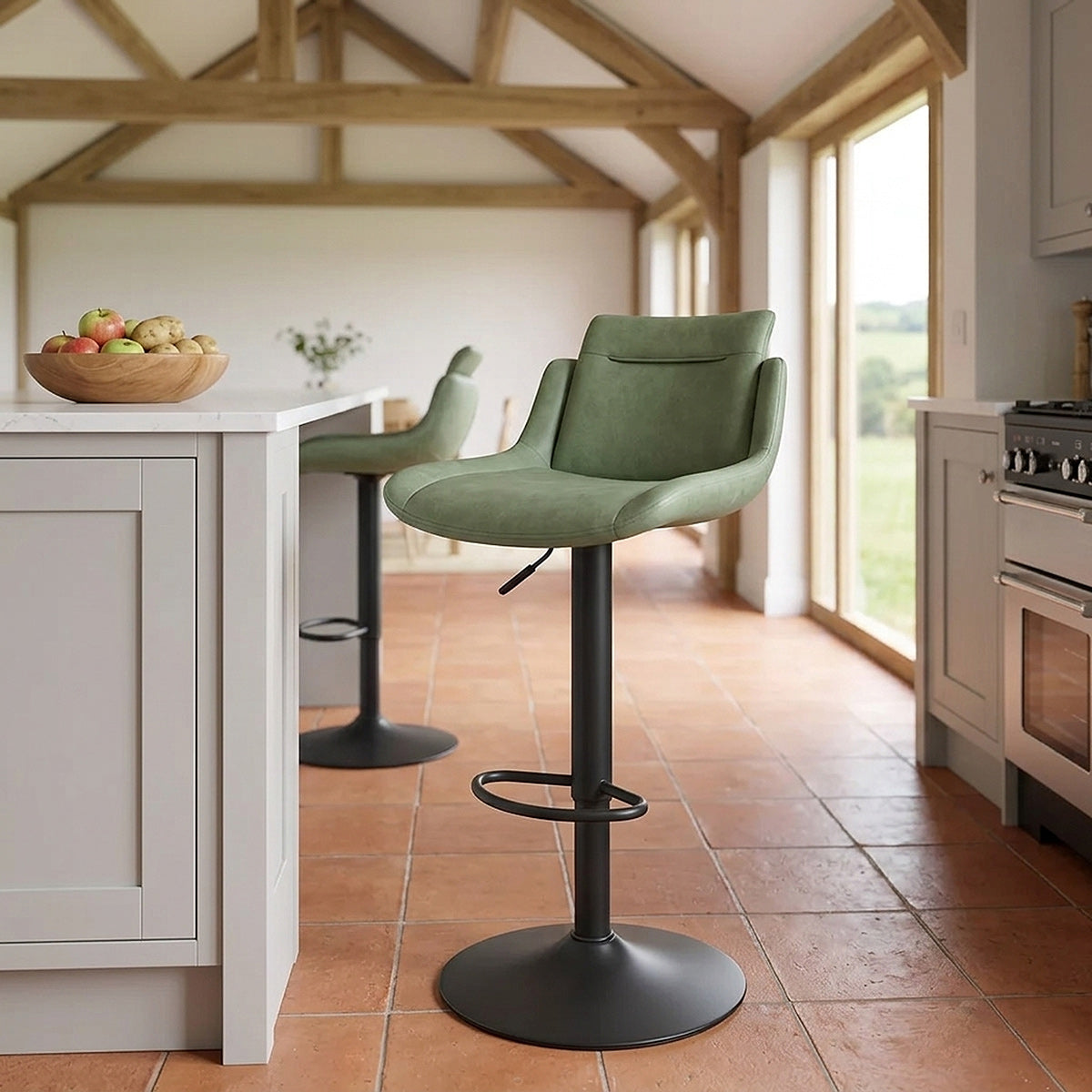 Tabouret de Bar Faux Cuir - Pablo Vert 