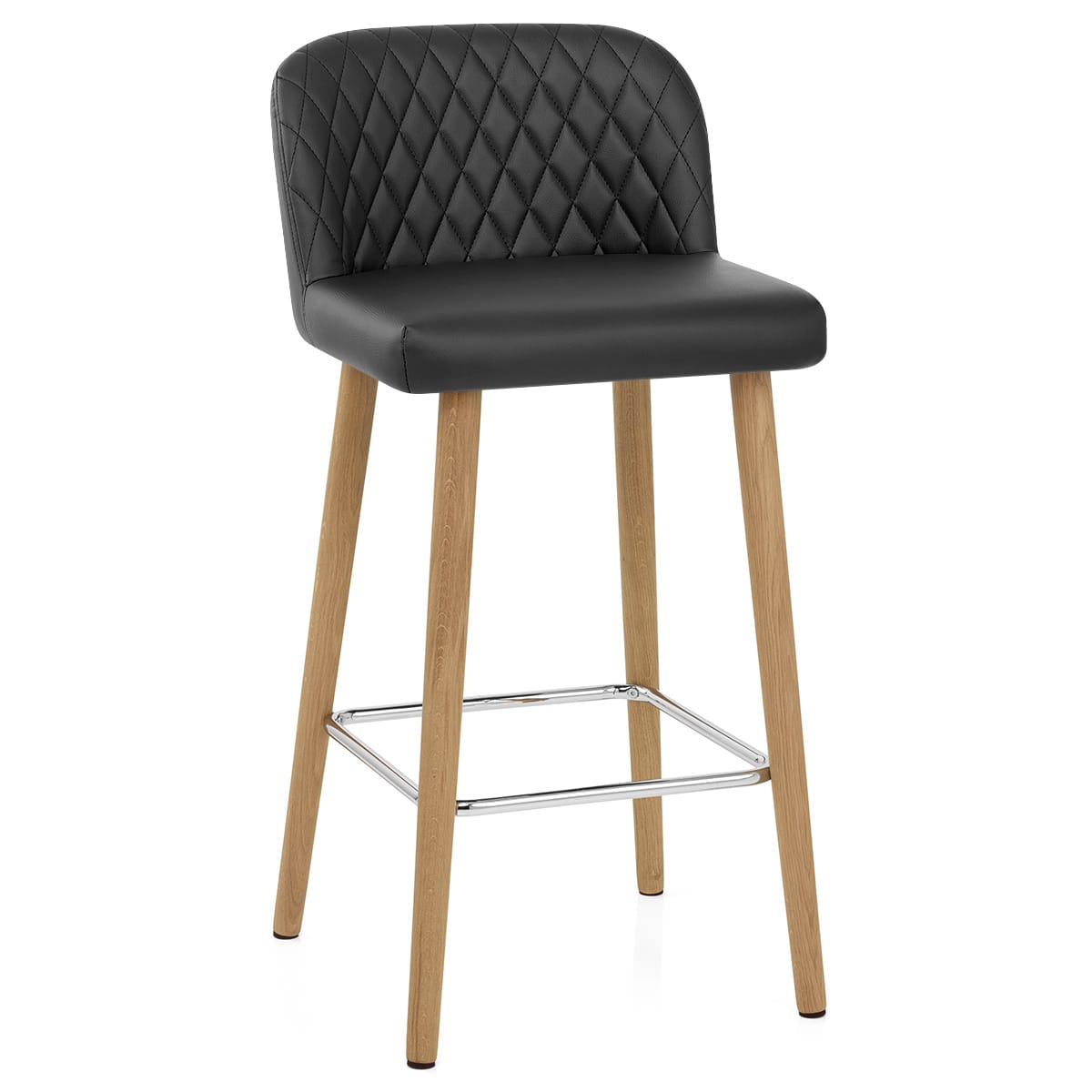 Tabouret de Bar Faux Cuir Bois - Pacific Noir