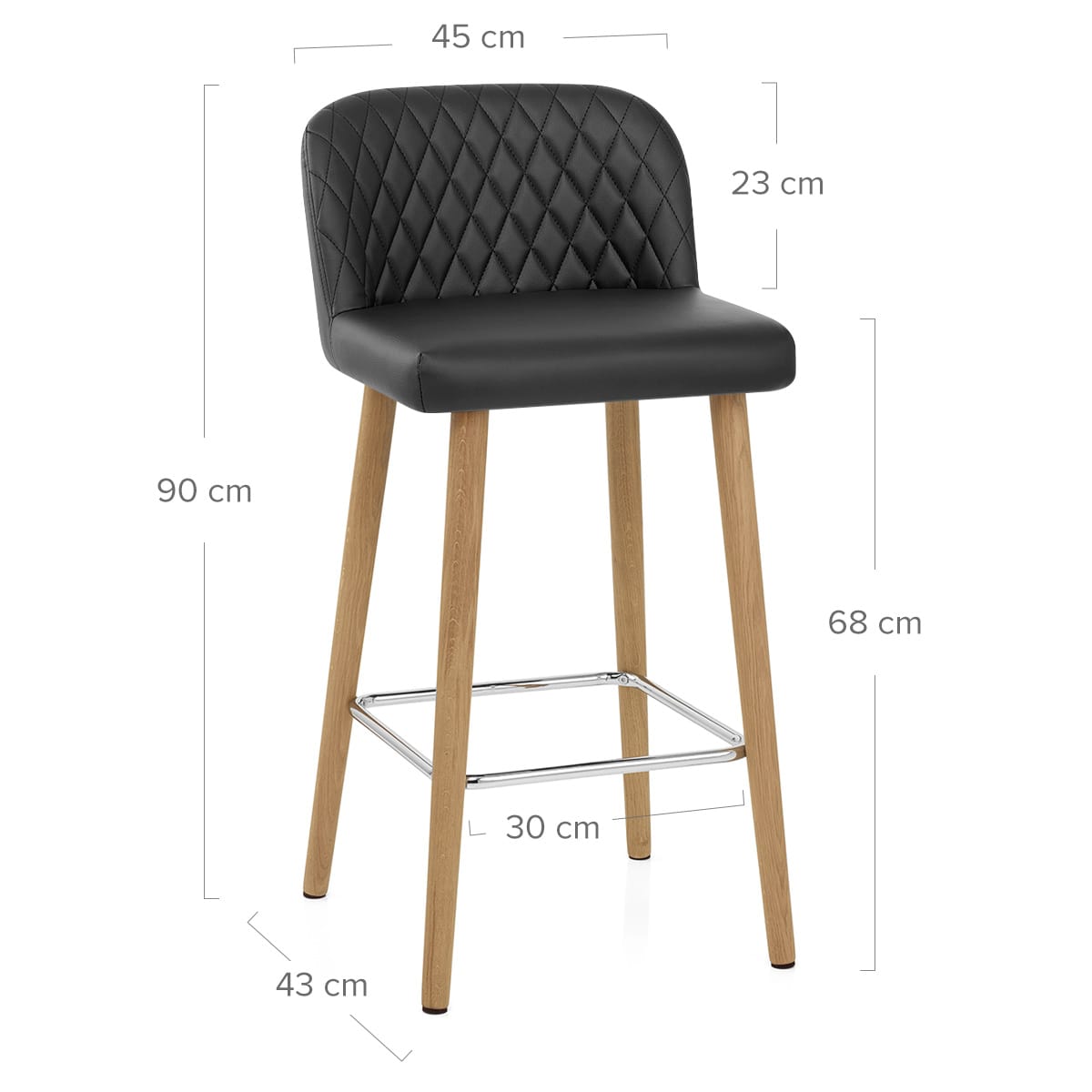Tabouret de Bar Faux Cuir Bois - Pacific Noir