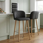 Tabouret de Bar Faux Cuir Bois - Pacific Noir