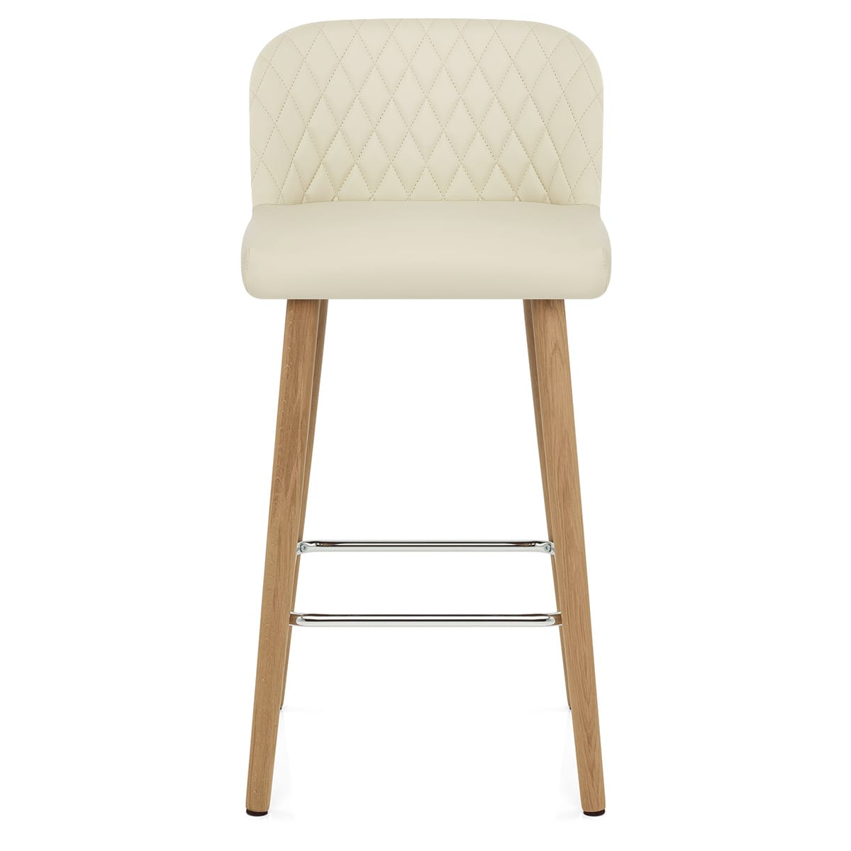 Tabouret de Bar Faux Cuir Bois - Pacific Crème