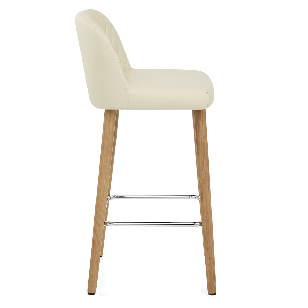 Tabouret de Bar Faux Cuir Bois - Pacific Crème