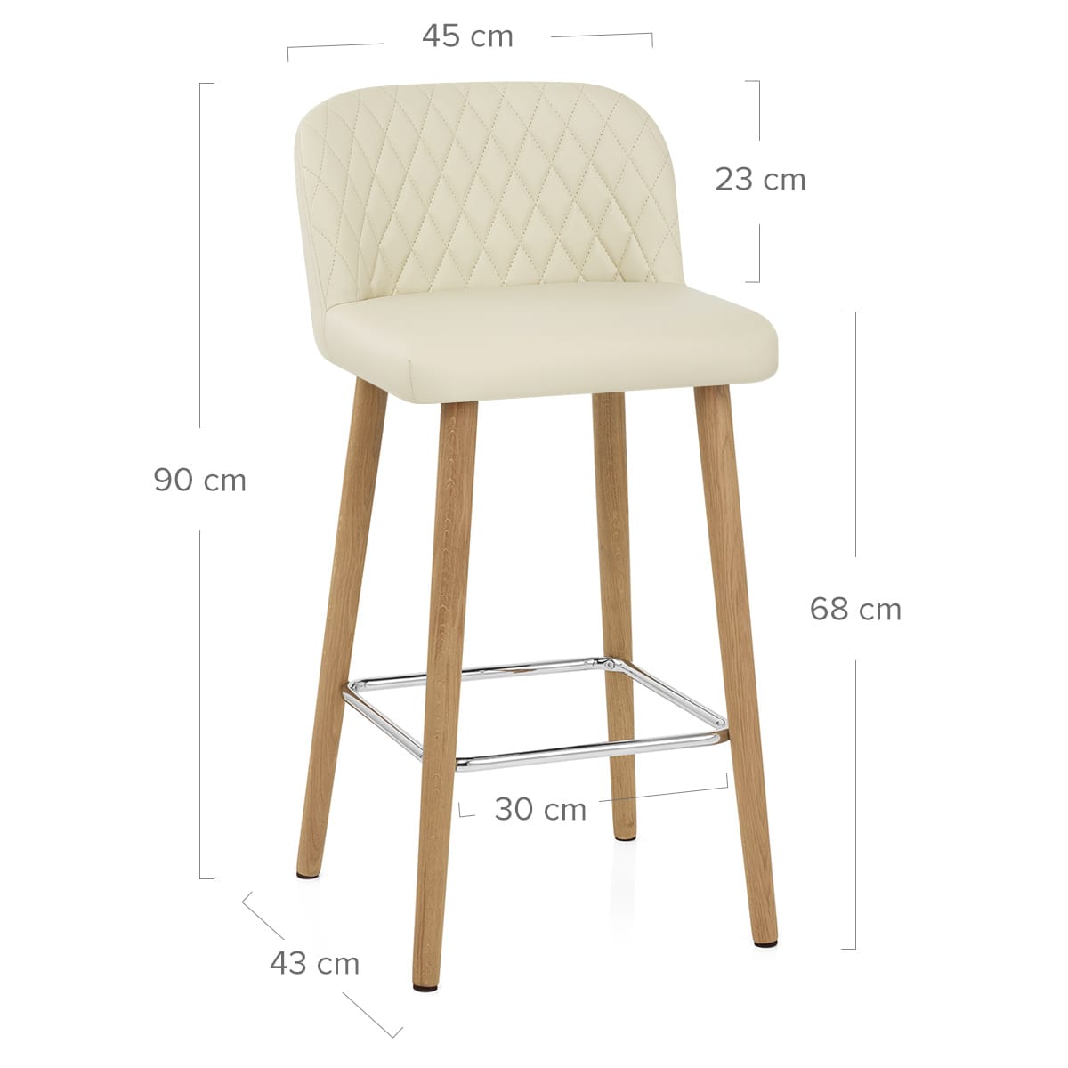 Tabouret de Bar Faux Cuir Bois - Pacific Crème