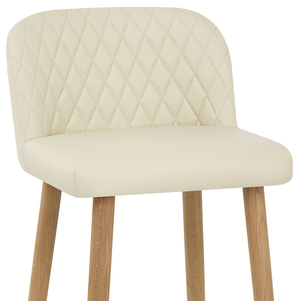 Tabouret de Bar Faux Cuir Bois - Pacific Crème