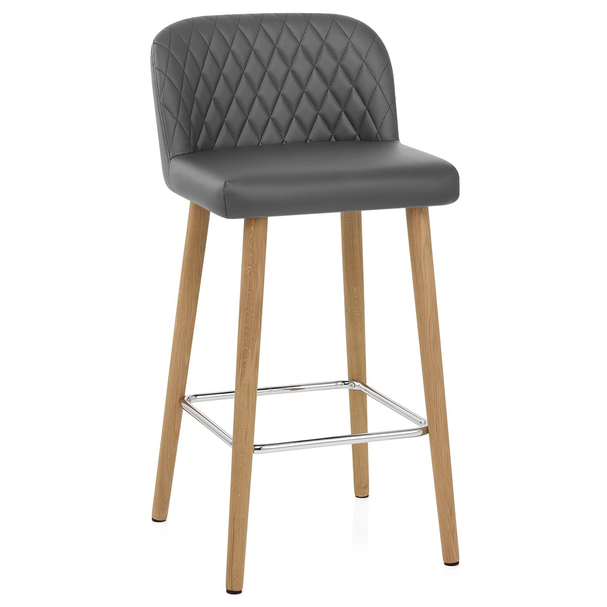 Tabouret de Bar Faux Cuir Bois - Pacific Gris