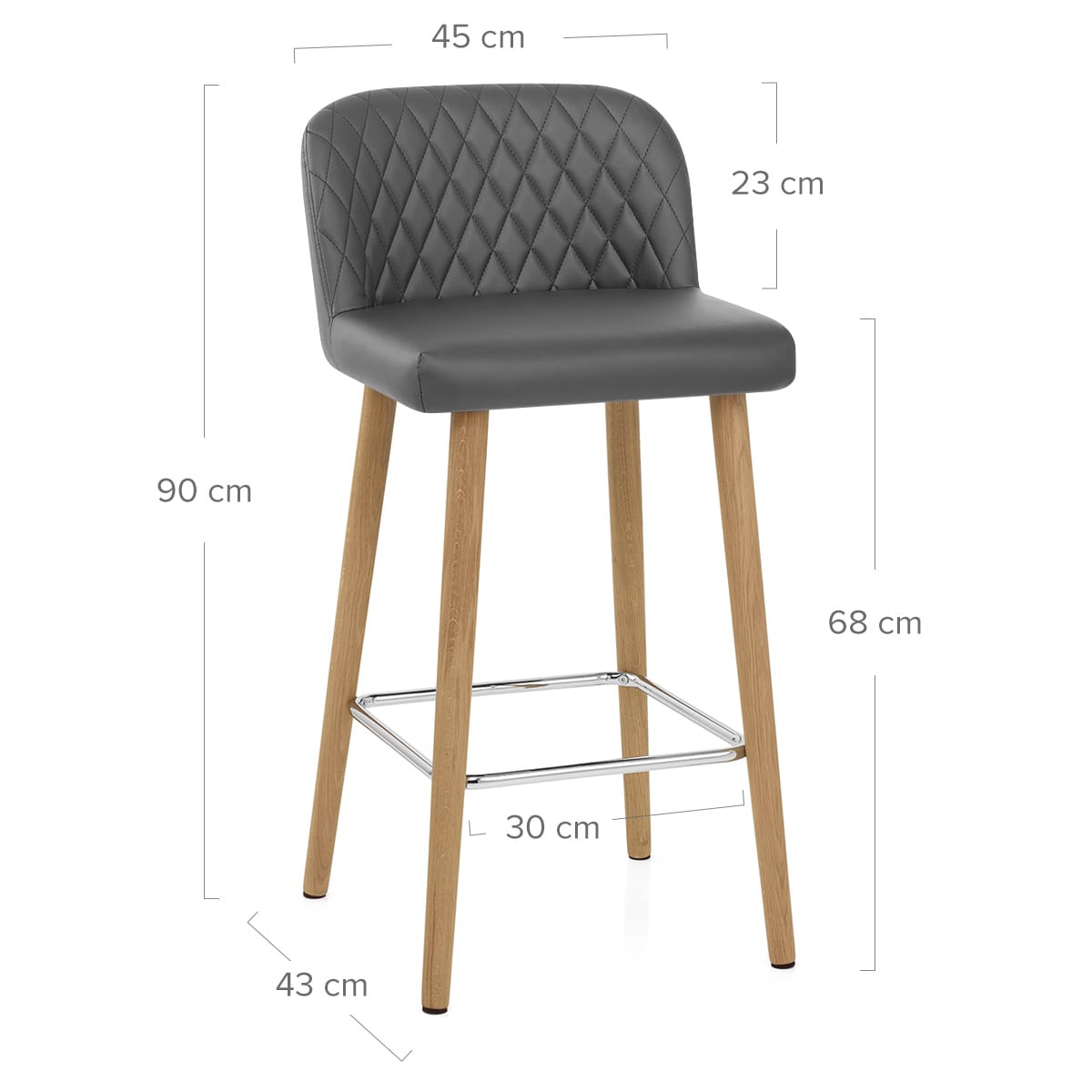 Tabouret de Bar Faux Cuir Bois - Pacific Gris