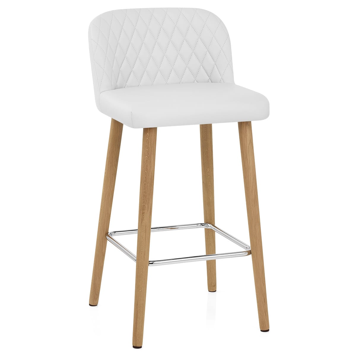Tabouret de Bar Faux Cuir Bois - Pacific Blanc