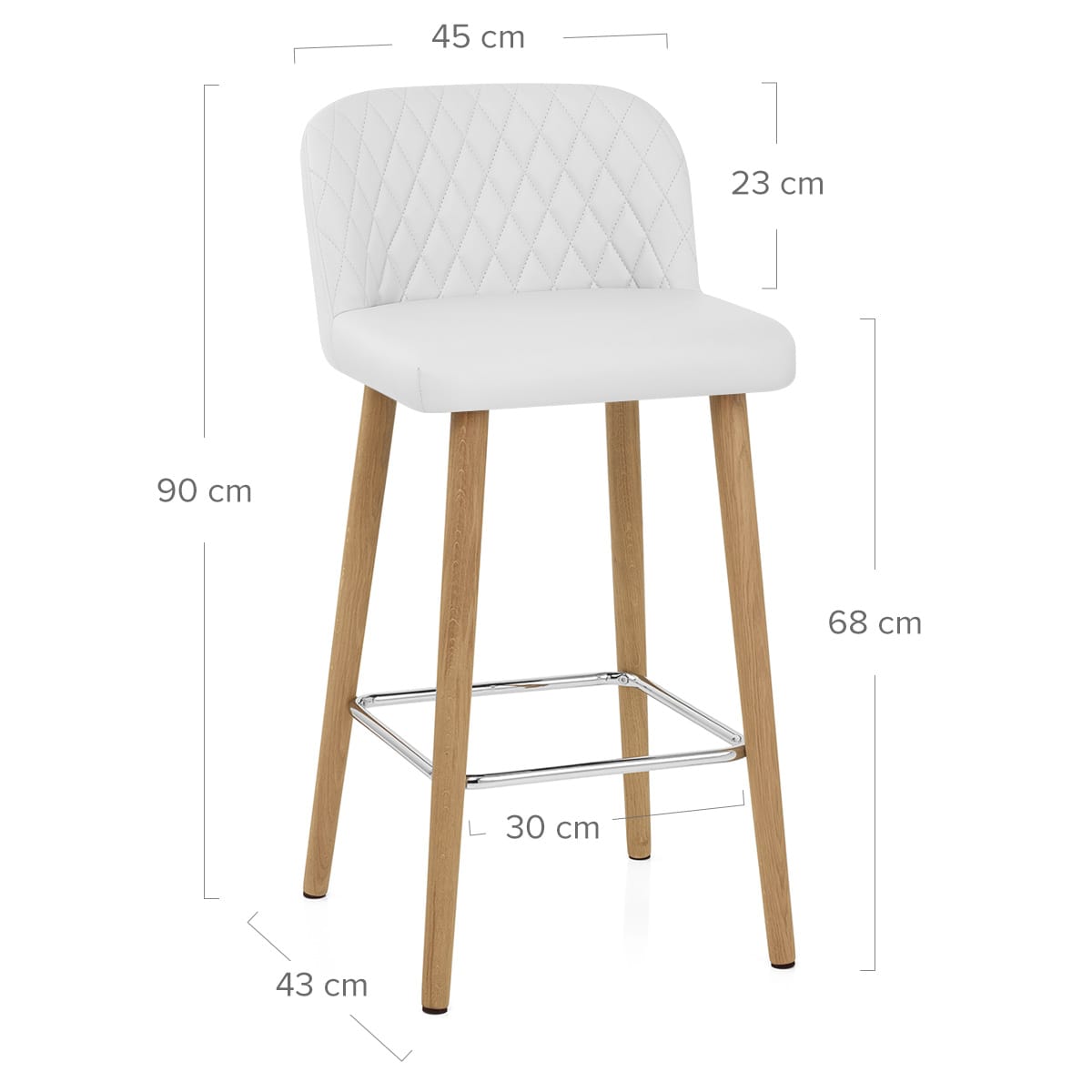 Tabouret de Bar Faux Cuir Bois - Pacific Blanc