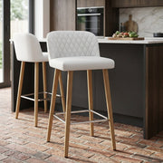 Tabouret de Bar Faux Cuir Bois - Pacific Blanc