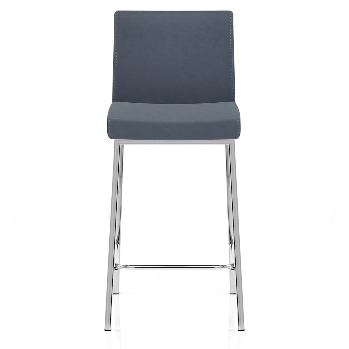 Tabouret Faux Cuir Chrome - Pacino Bleu Antique