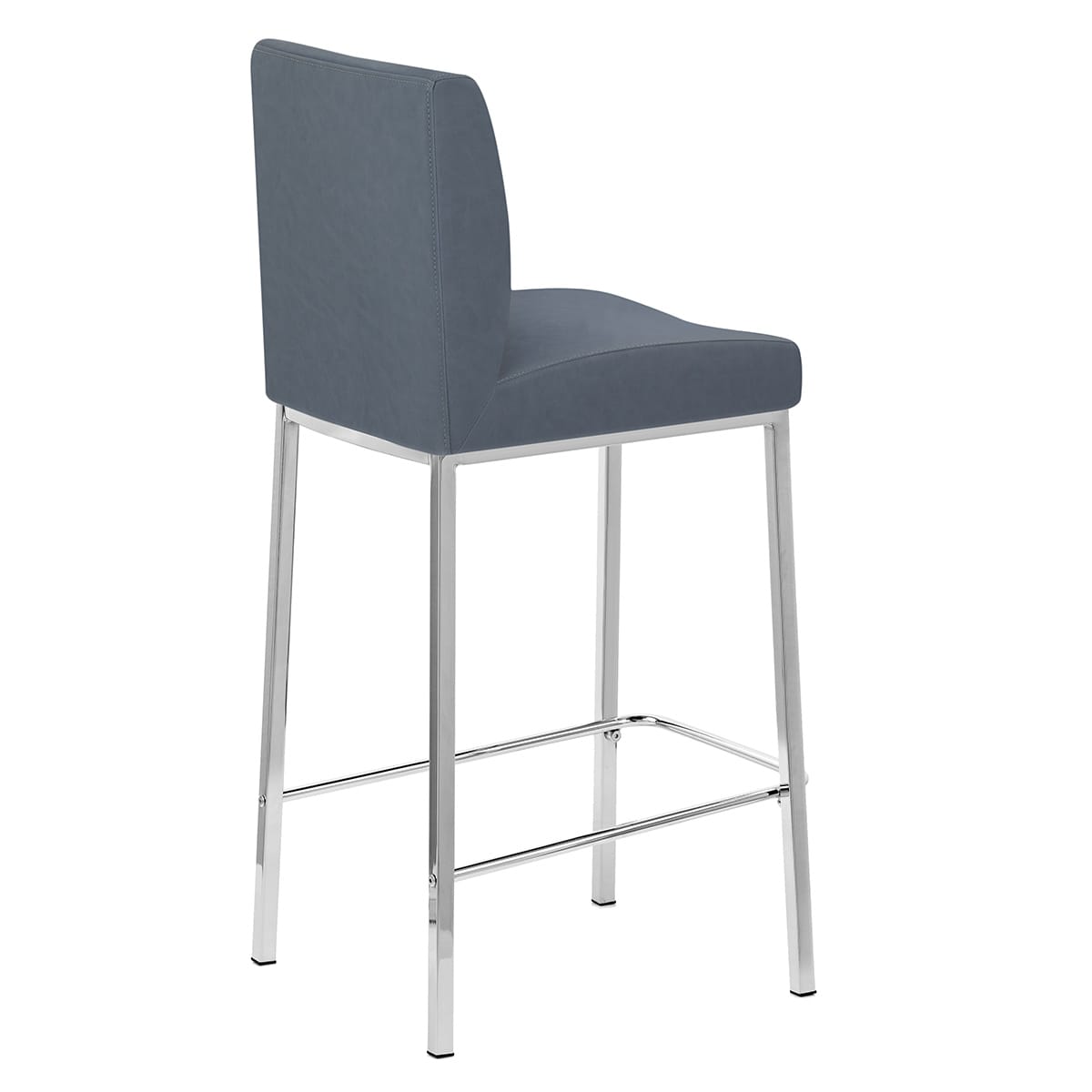 Tabouret Faux Cuir Chrome - Pacino Bleu Antique