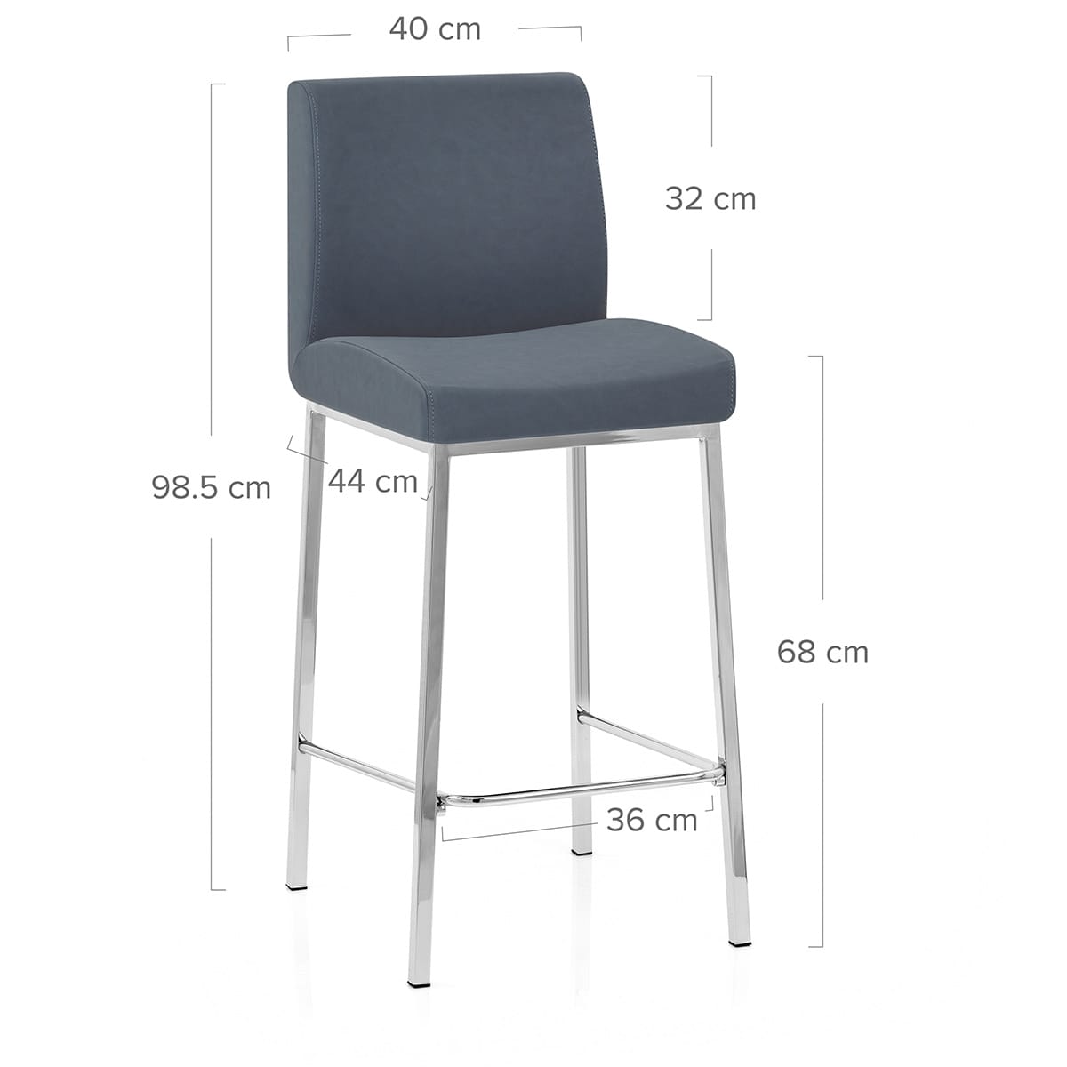 Tabouret Faux Cuir Chrome - Pacino Bleu Antique