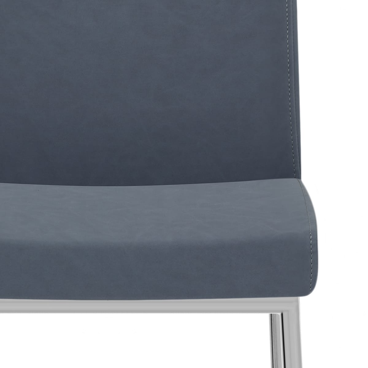 Tabouret Faux Cuir Chrome - Pacino Bleu Antique