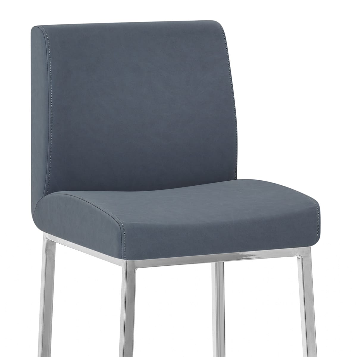 Tabouret Faux Cuir Chrome - Pacino Bleu Antique