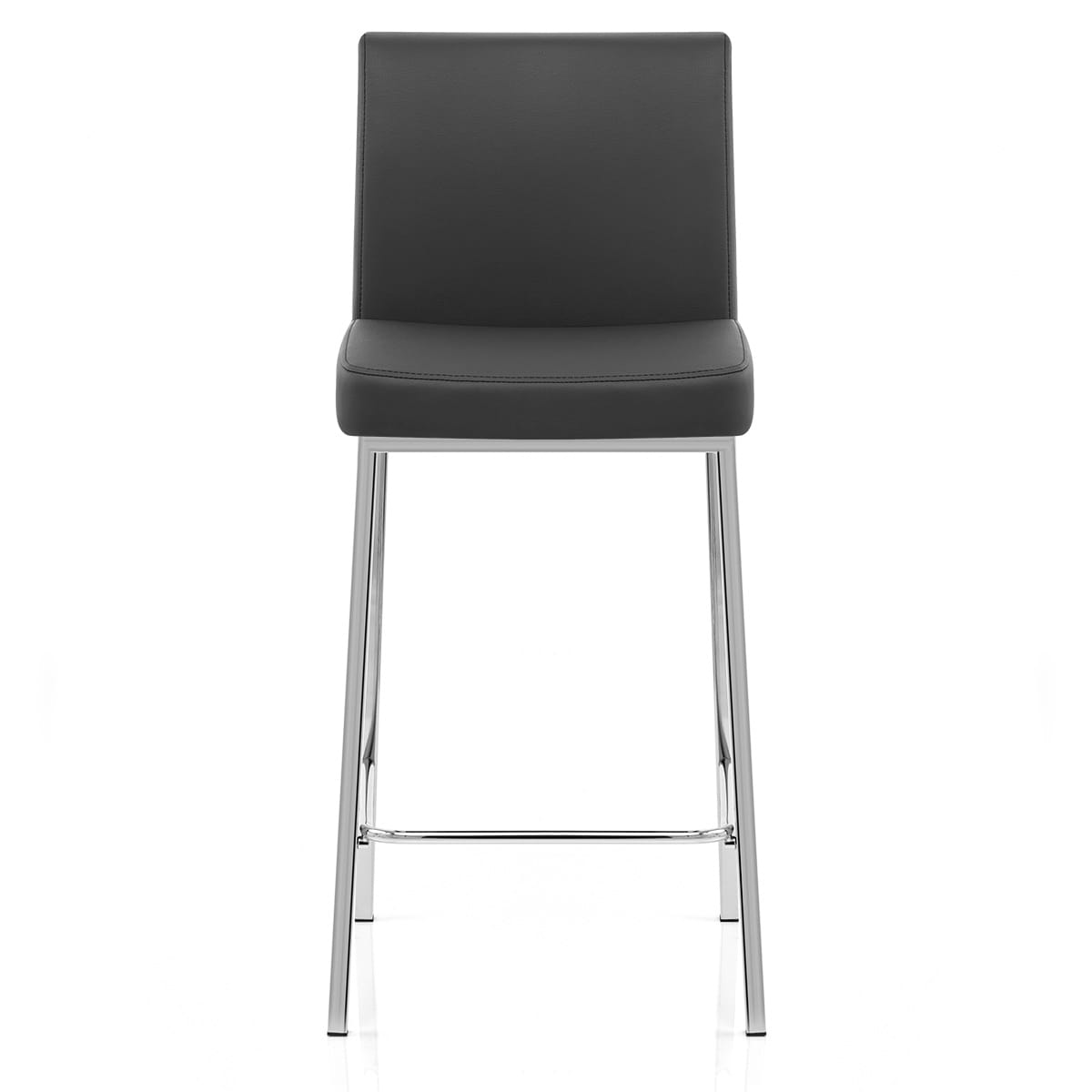 Tabouret Faux Cuir Chrome - Pacino Noir 