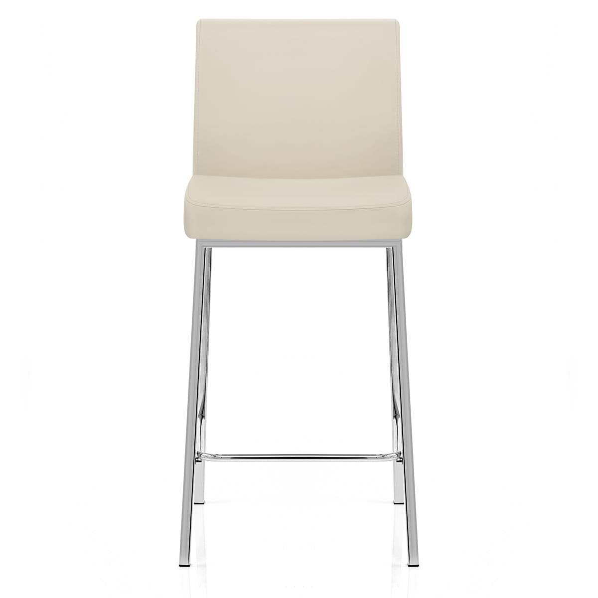 Tabouret Faux Cuir Chrome - Pacino Crème 