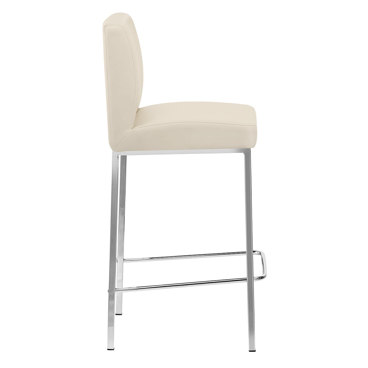 Tabouret Faux Cuir Chrome - Pacino Crème 