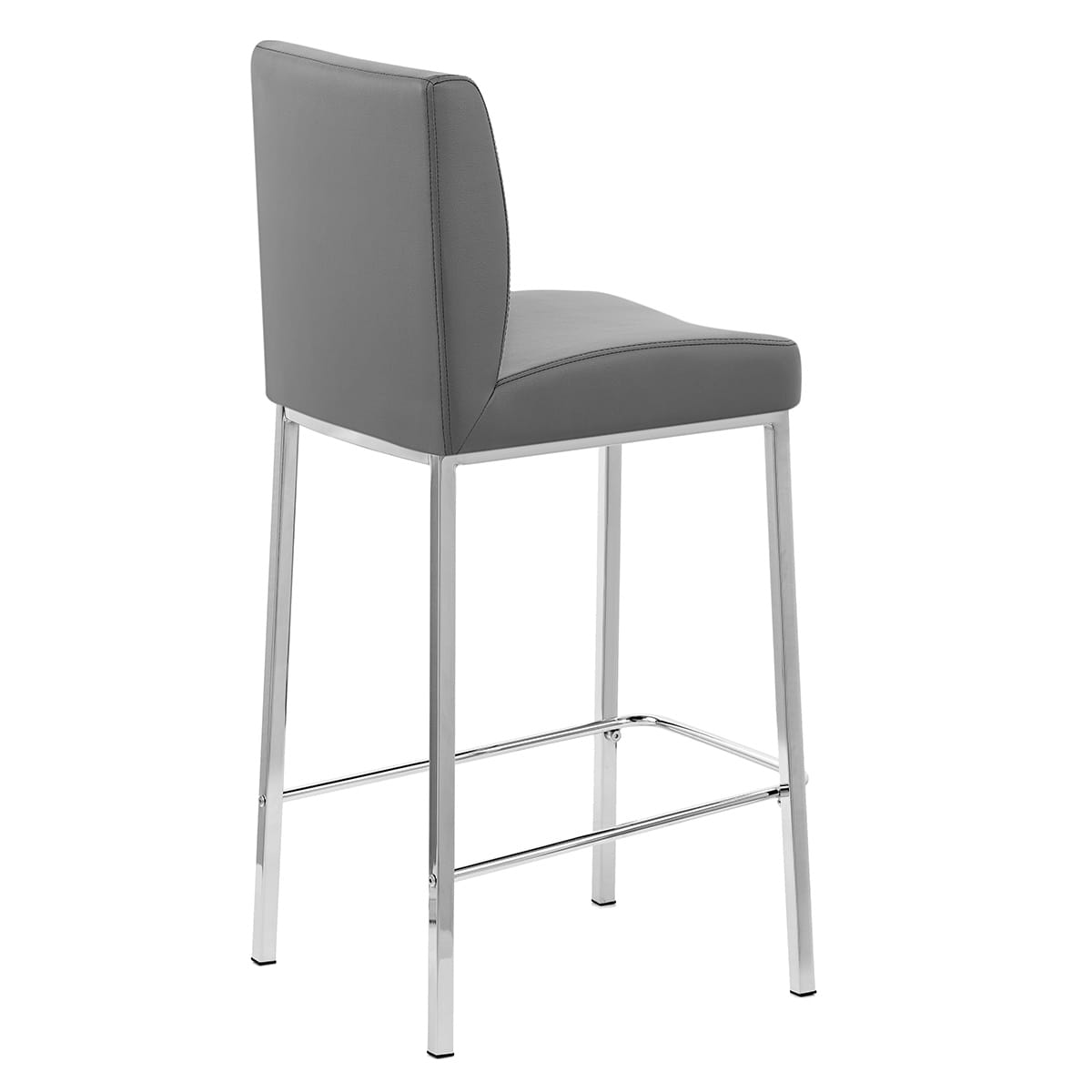 Tabouret Faux Cuir Chrome - Pacino Gris Foncé