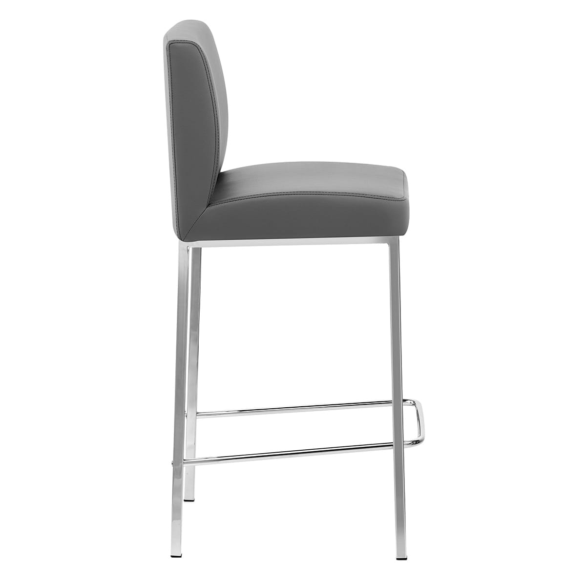 Tabouret Faux Cuir Chrome - Pacino Gris Foncé