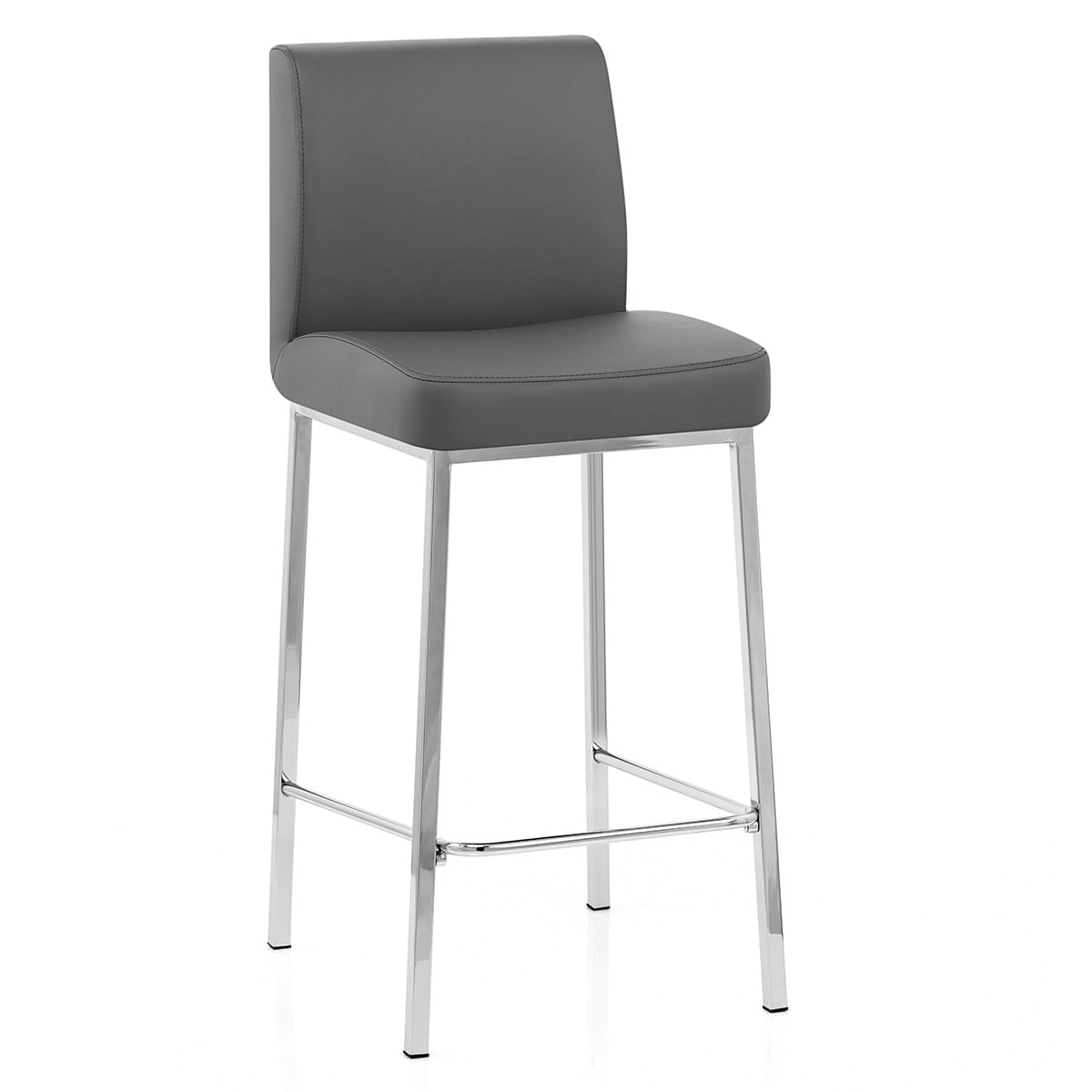 Tabouret Faux Cuir Chrome - Pacino Gris Foncé