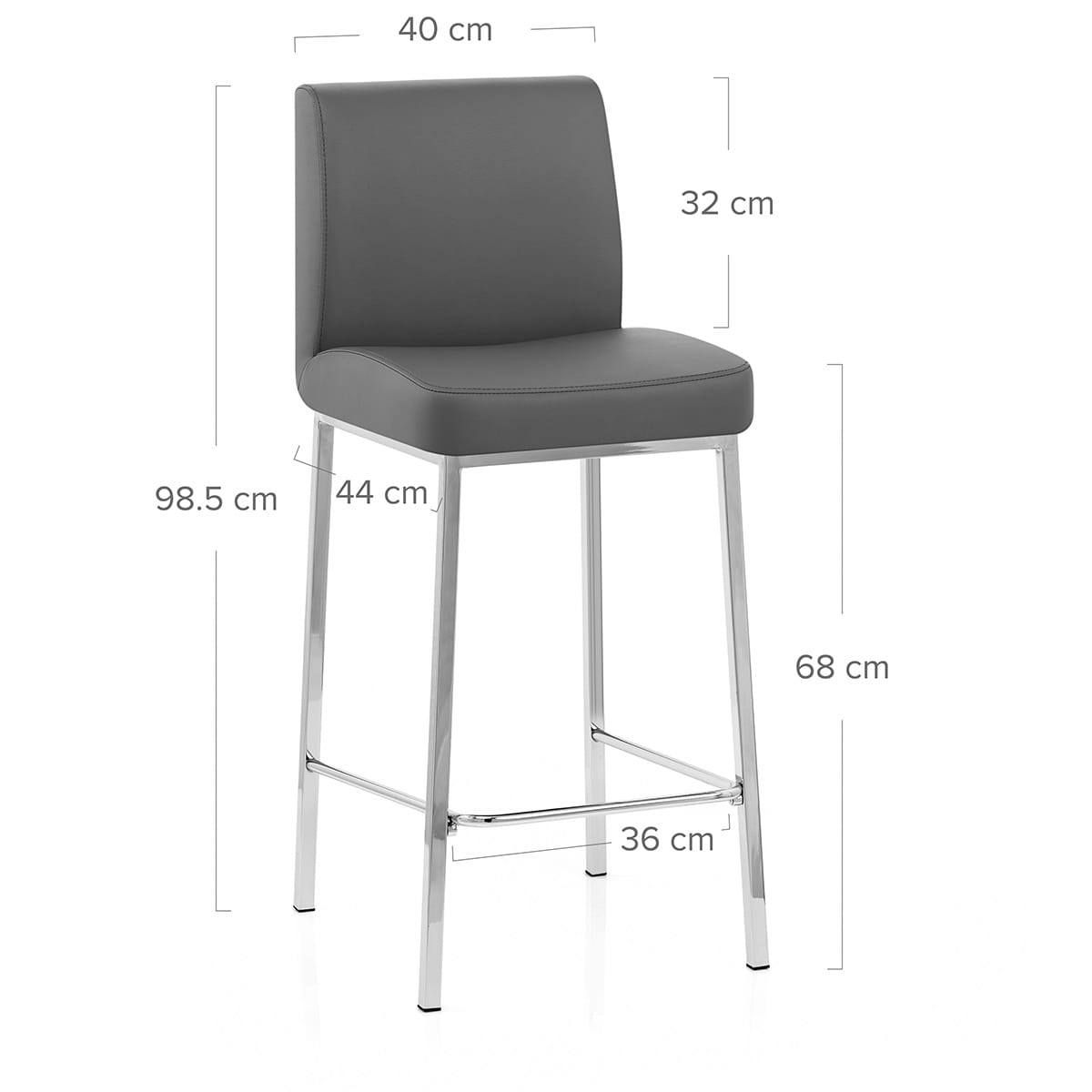 Tabouret Faux Cuir Chrome - Pacino Gris Foncé