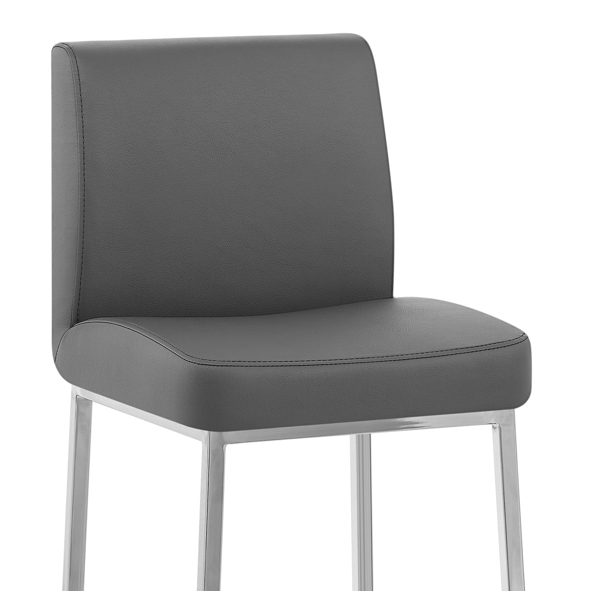 Tabouret Faux Cuir Chrome - Pacino Gris Foncé