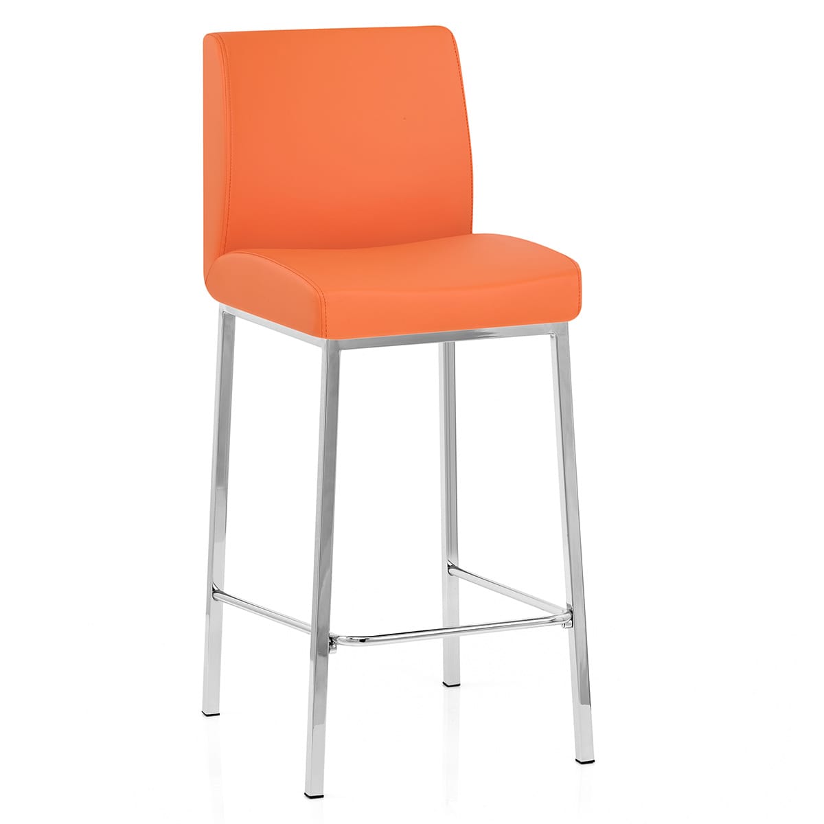 Tabouret Faux Cuir Chrome - Pacino Orange