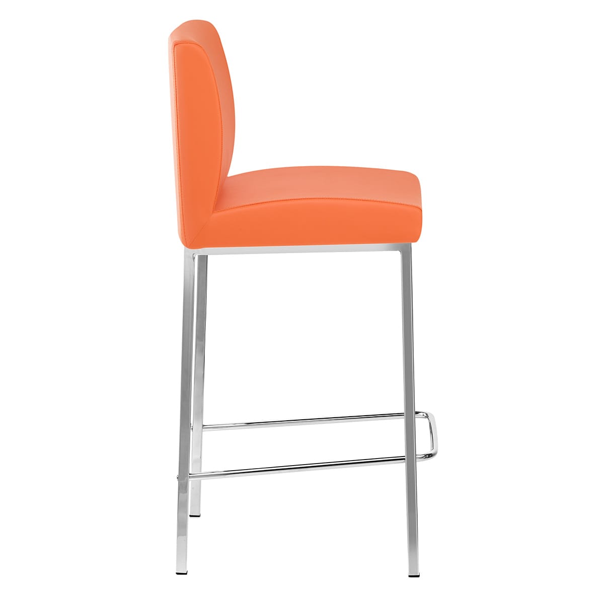 Tabouret Faux Cuir Chrome - Pacino Orange