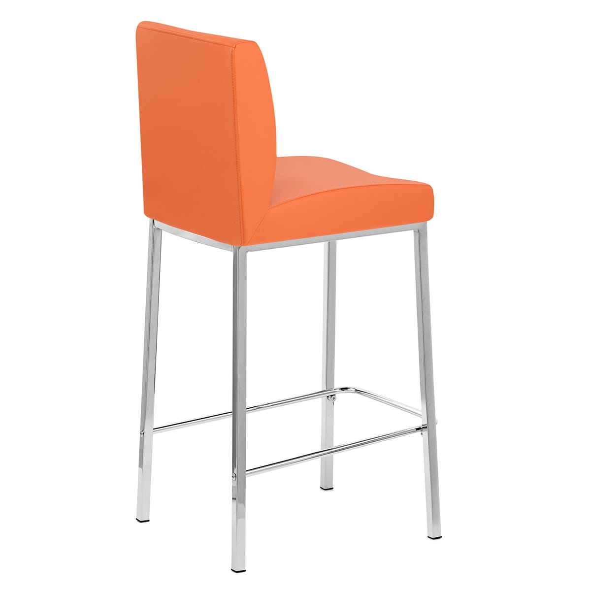 Tabouret Faux Cuir Chrome - Pacino Orange