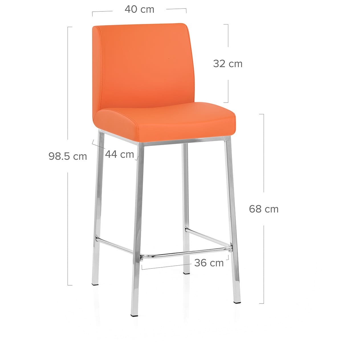 Tabouret Faux Cuir Chrome - Pacino Orange