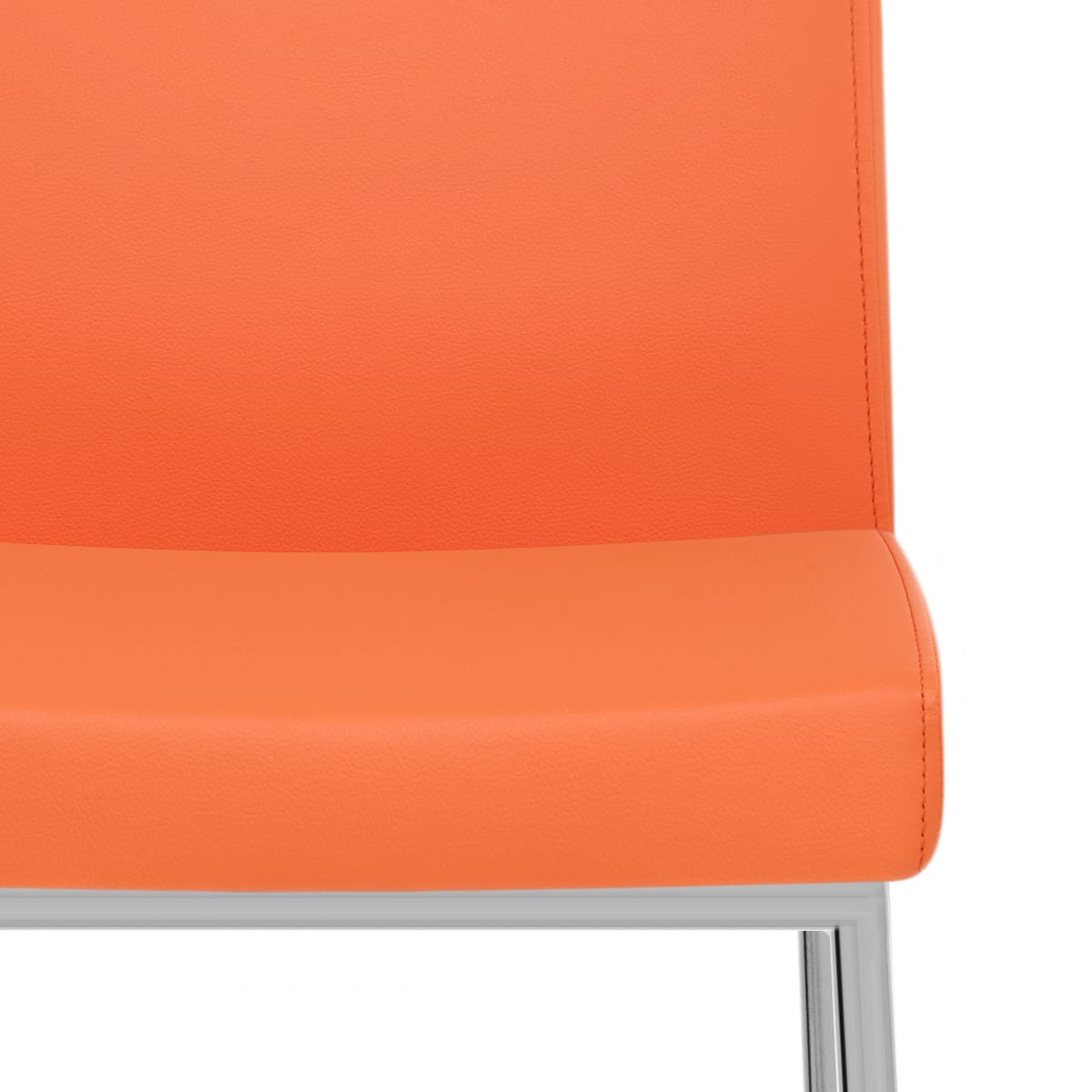 Tabouret Faux Cuir Chrome - Pacino Orange
