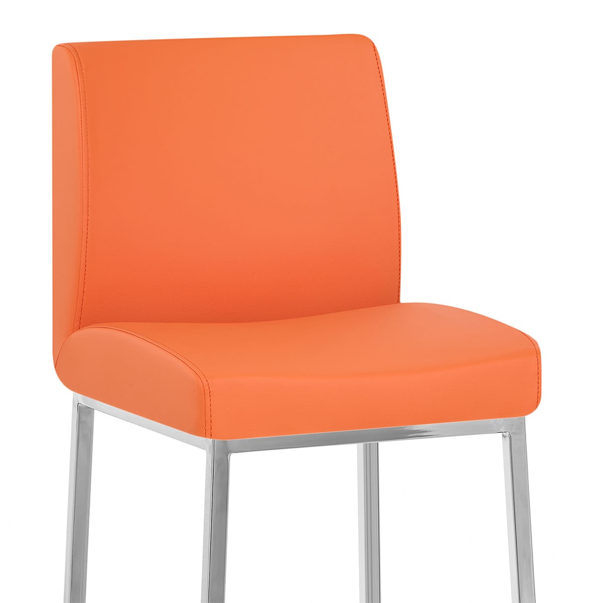 Tabouret Faux Cuir Chrome - Pacino Orange