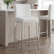 Tabouret Faux Cuir Chrome - Pacino Blanc 